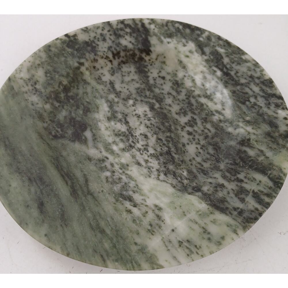 VTG Green Jade Decorative Plate 7" Handcrafted Natural Stone Elegant Home Decor